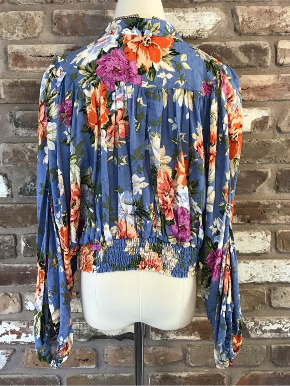 RACHEL Rachel Roy Periwinkle Blue Floral Tie-Front Blouse L - Picture 5 of 9